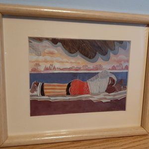 The Blue Nile by Palmer Hayden /Framed African American Art Print 8 x 10